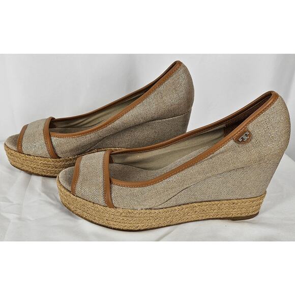 TORY BURCH WOMEN'S BEIGE / BROWN MAJORICA 5" WEDGE HEEL ESPADRILLE SIZE 8 (38.5) - Picture 2 of 14